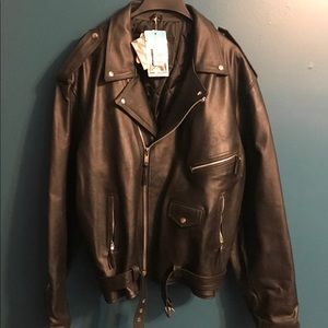 Classic leather motorcycle jacket.
